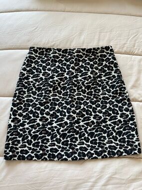 Leopard Print Mini Skirt - Black & Cream